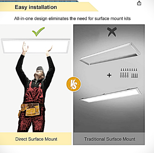 AIKVSXER 4 Pack 1x4 LED Flat Panel Light Surface Mount White,