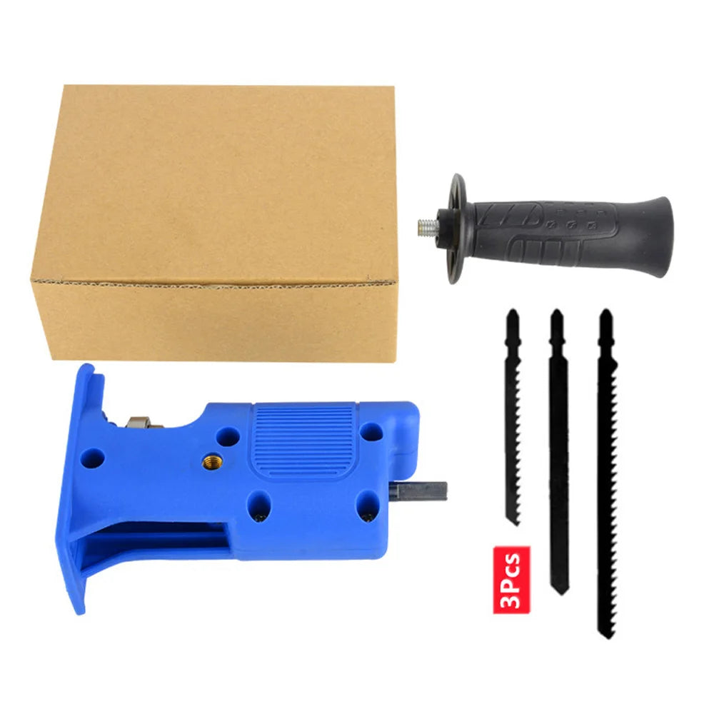 Portable Reciprocating Saw Adapter Electric Drill Modified Electric JigSaw Power Tool Wood Cutter Machine Attachment with Blades
