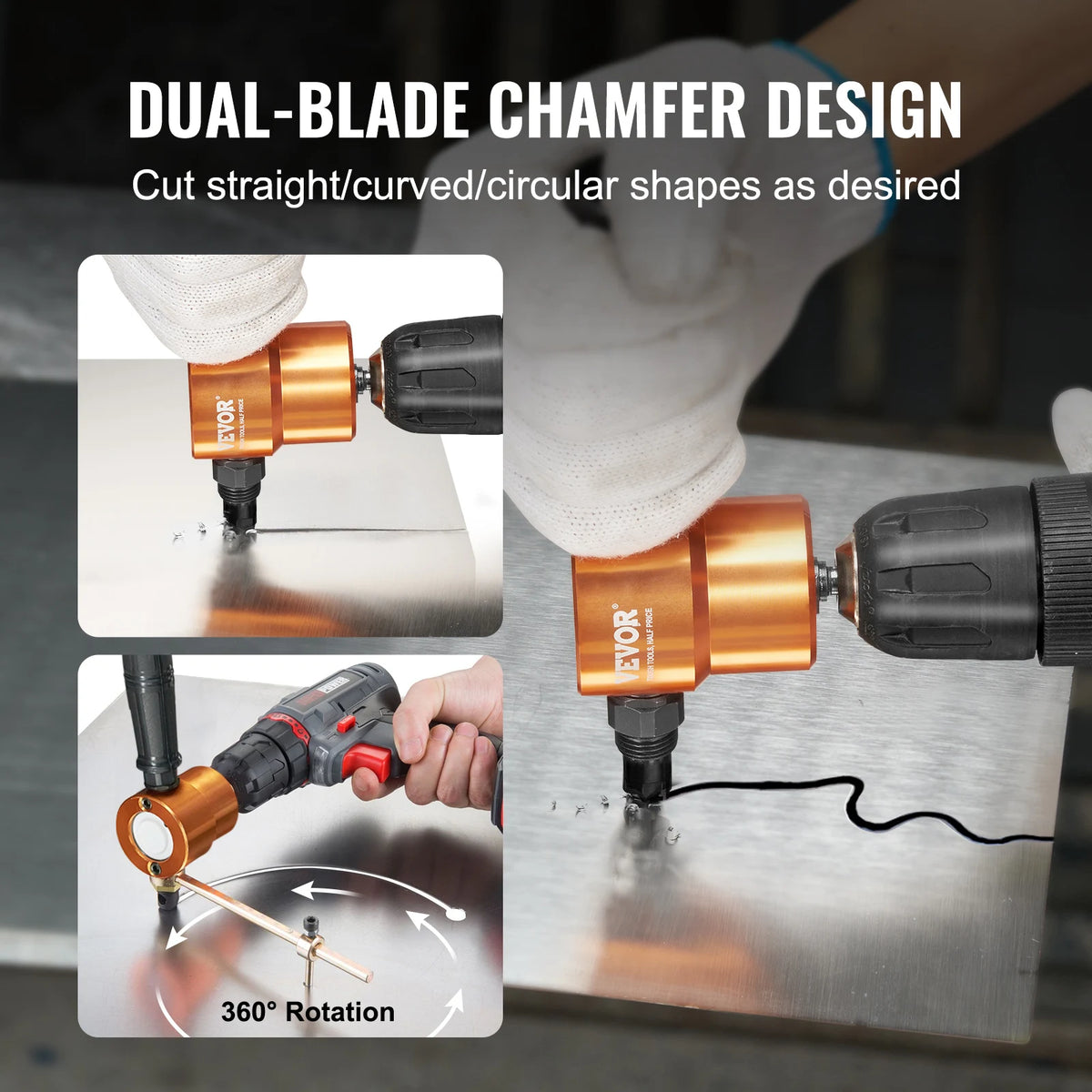 Double-Head Sheet Metal Cutter Drill Attachment