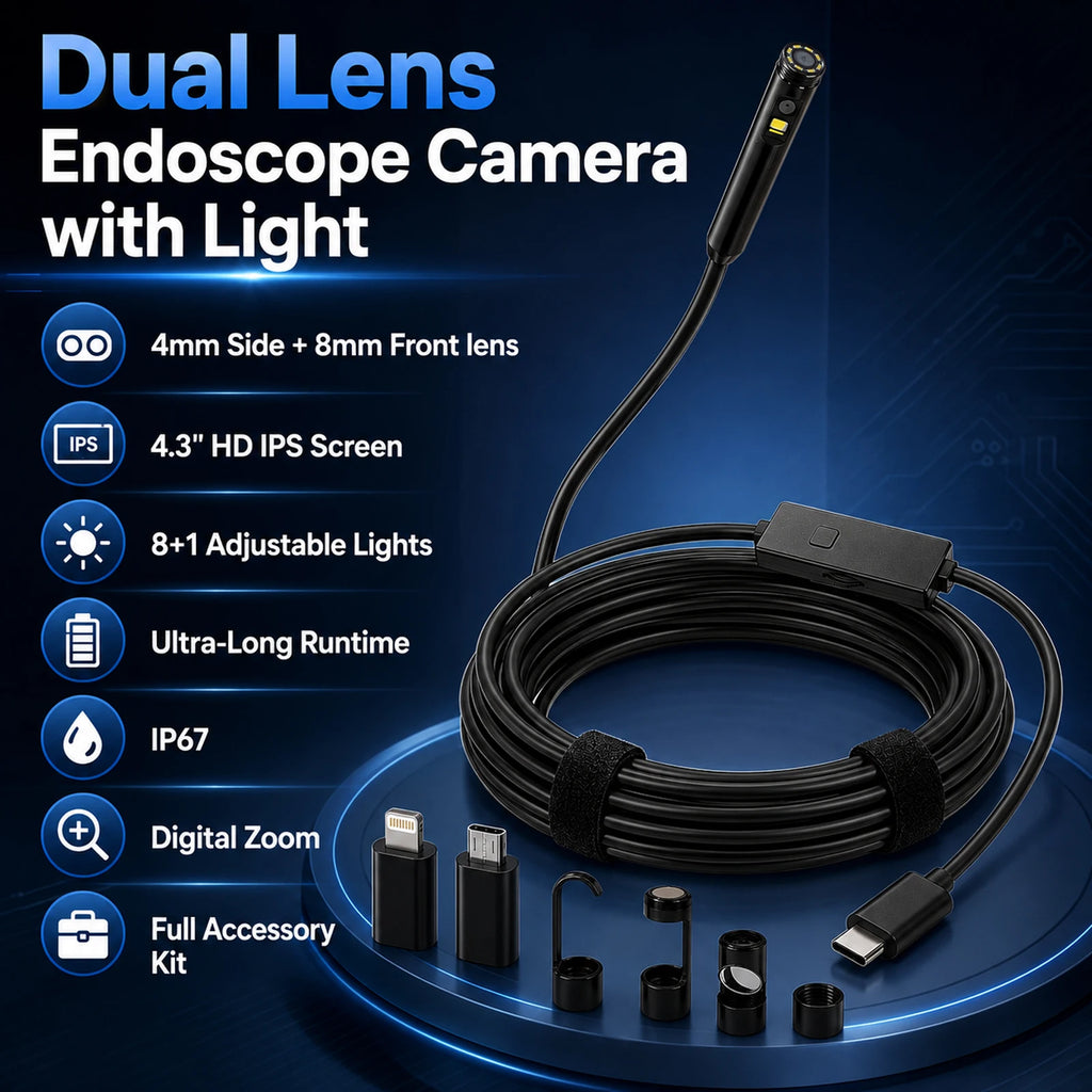 Dual-Port HD Endoscope Camera for iPhone & Android