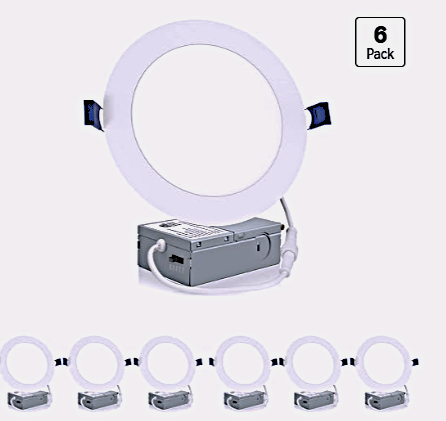Meconard 6 Pack 6 Inch LED Recessed Ceiling Light, 2700K/3000K/3500K/4000K/5000K Selectable,